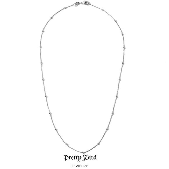 Pretty Bird Jewelry - 18K White Gold Plated Bead Chain - 18"